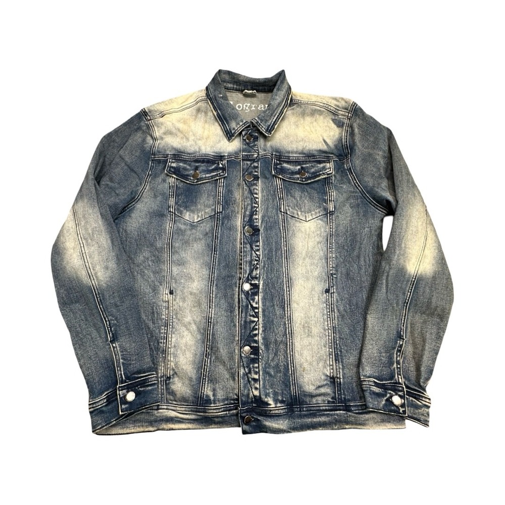 Kilogram Denim Jacket Mens 3XL Blue Acid Wash Trucker Stretch Cotton Blend‎